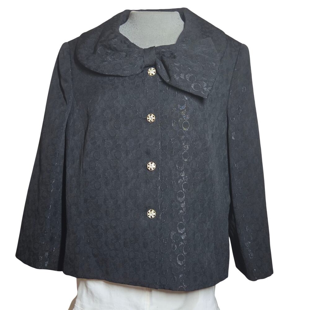 Tahari Black Bow Embellished Blazer Jacket Size 16